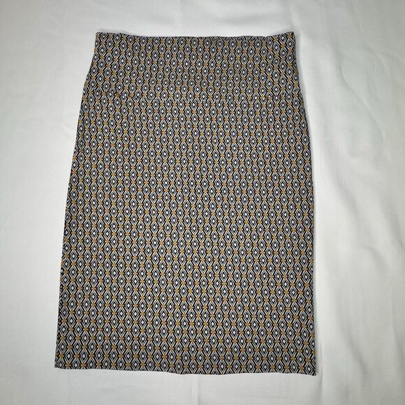 Ashley Blue Sz L P Knit Knee Length Straight & Pencil Skirt Geometric Women's - Picture 2 of 11